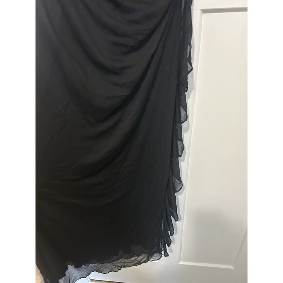 New Vintage Betsy & David Glitter Halter Mesh Formal Gown Black Sheath Long Y2K - Picture 4 of 10